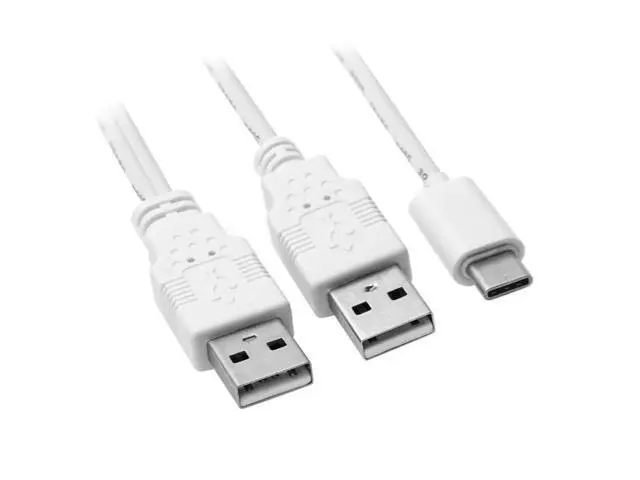 Alt view image 2 of 3 - DZ USB 3.1 Type C USB-C to Dual A Male Extra Power Data Y Cable for Cell Phone & Hard Disk