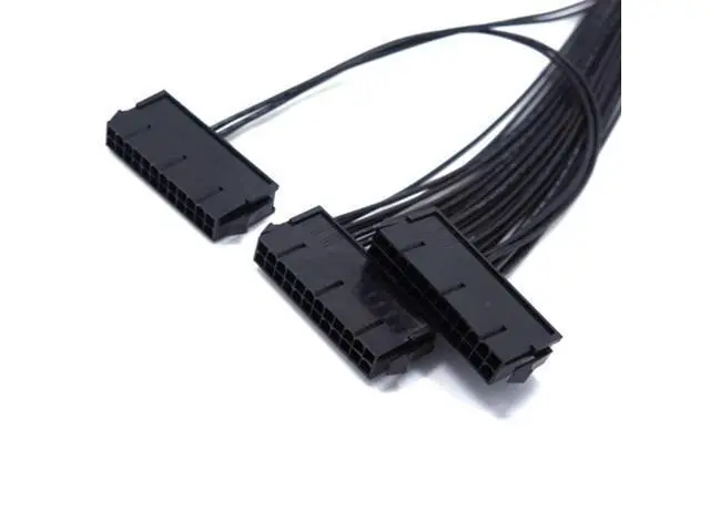 Alt view image 4 of 5 - 24Pin Dual PSU Power Extension Cable PC Three Power Supply Synchronization Cable Connector 12.6 Inches / 32cm