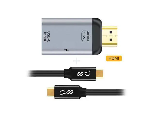 Alt view image 3 of 3 - 100W 10Gbps Cable & USB-C Type C Female Source to HDTV Sink HDTV & PD Power Adapter 4K 60hz 1080p for Phone & Laptop