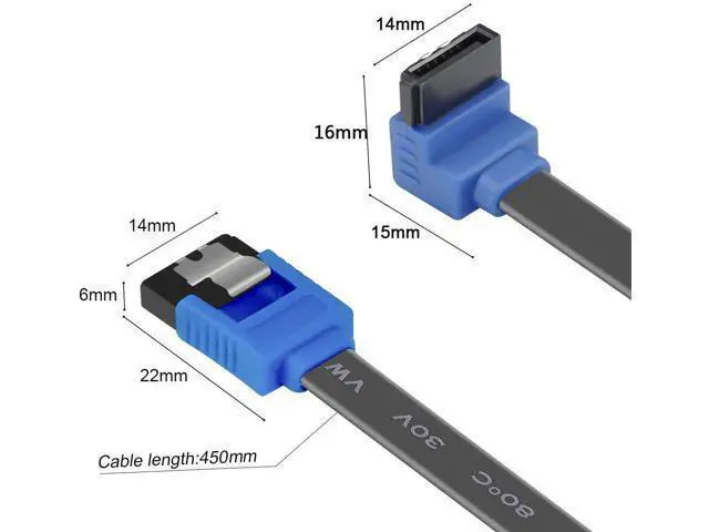 Alt view image 4 of 6 - SATA Cable III, 3 Pack SATA Cable III 6Gbps 90 Degree Right Angle with Locking Latch 18 Inch for SATA HDD, SSD, CD Driver, CD Writer - Black