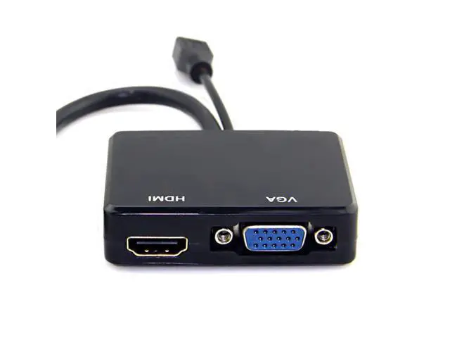 Alt view image 3 of 3 - HDMI to VGA & HDMI Female Splitter with Audio Video Cable Adapter Converter for HDTV PC Monitor