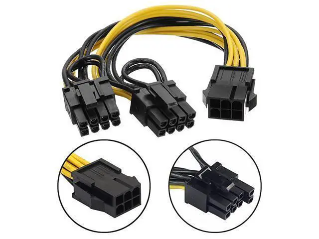 Alt view image 3 of 6 - 6 Pin to Dual PCIe 8 Pin 6+2 Graphics Card PCI Express Power Adapter GPU VGA YSplitter Extension Cable Mining Video Card Power Cable 9 inches 2 Pack