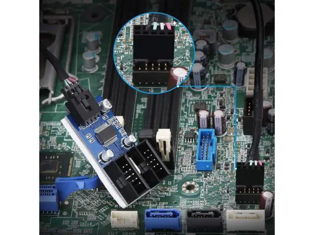 Alt view image 6 of 7 - 9 Pin 2 in 1 Internal USB Splitter Cable, 9 pin USB Header Male 1 to 2 Female Extension Connector Adapter, USB 2.0 HUB Connector Port Multiplier PWM Fan Splitter Cable (30cm/0.98ft)