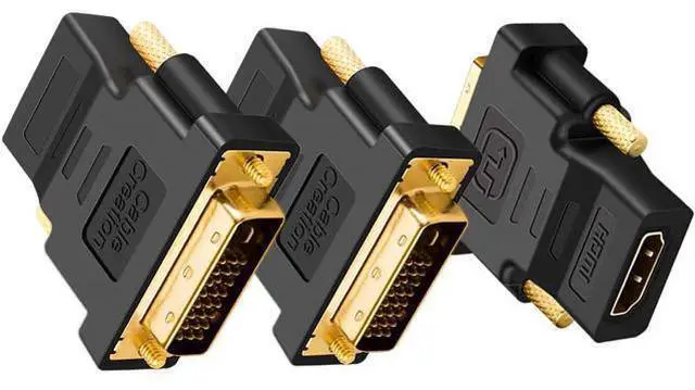 Main image of DVI to HDMI Adapter, CableCreation 3-Pack Bi-Directional DVI-D(24+1) Male to HDMI Female Converter,HDMI to DVI Adapter,Support 1080P 3D for PS3,PS4,TV Box,Blu-ray,Projector,HDTV