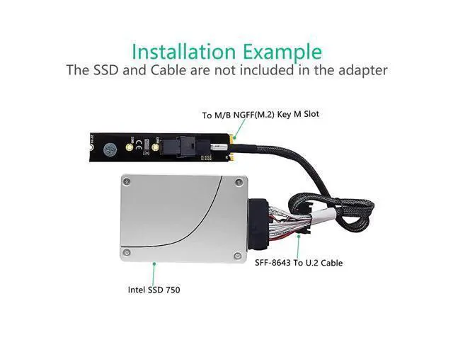 Alt view image 2 of 5 - to M.2 Key M Motherboard Adapter for 2.5 U.2 PCI-E-NVMe SSD