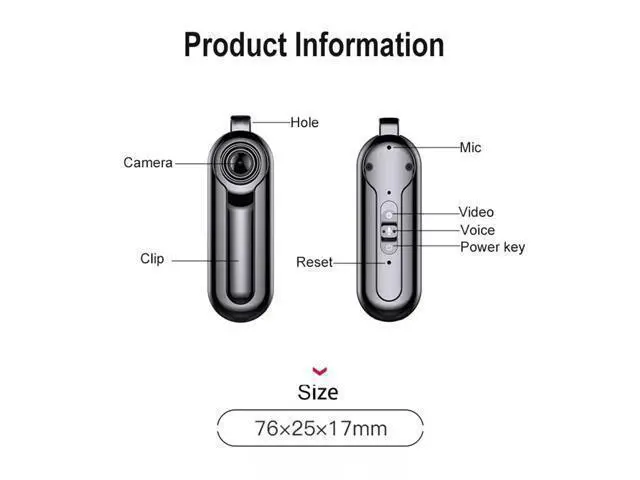 Alt view image 6 of 6 - HD1080P Mini Camera Wearable Necklace Pendant Compact Body Camcorder Portable Sport DV DVR Audio Video Recorder Surveillance Cam(32G) Color: Black.