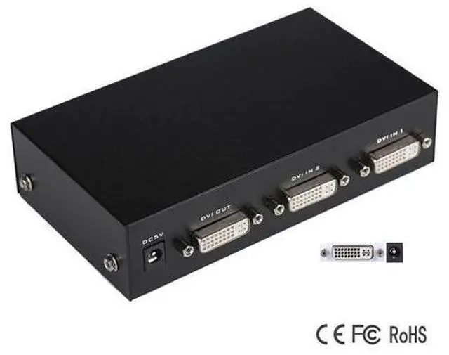 Main image of Iseebiz DVI Switch Box, 2 in 1 Out DVI Selector for PC Laptop DVR Projector HDTV DVI Port Devices, Support 1920x1440, 165Mhz Bandwidth