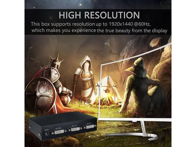 Alt view image 5 of 7 - Iseebiz DVI Switch Box, 2 in 1 Out DVI Selector for PC Laptop DVR Projector HDTV DVI Port Devices, Support 1920x1440, 165Mhz Bandwidth