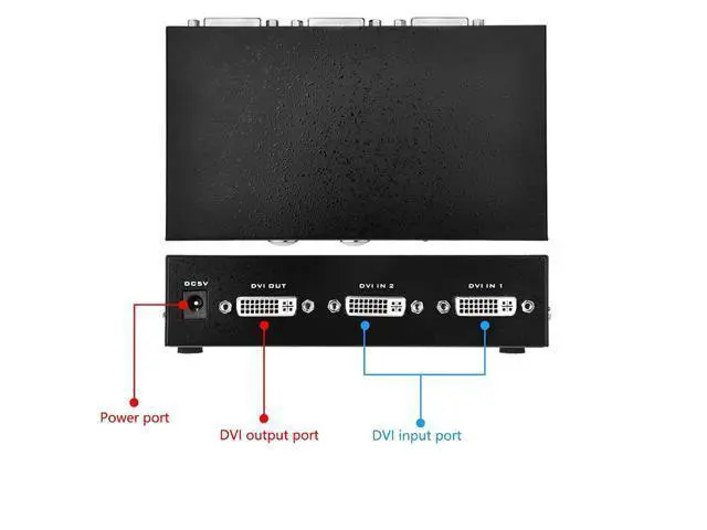 Alt view image 4 of 7 - Iseebiz DVI Switch Box, 2 in 1 Out DVI Selector for PC Laptop DVR Projector HDTV DVI Port Devices, Support 1920x1440, 165Mhz Bandwidth