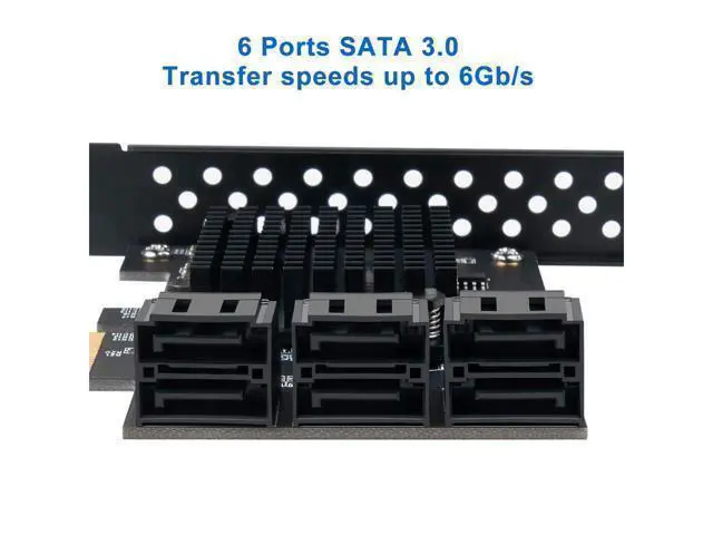 Alt view image 2 of 7 - WERLEO PCIe SATA Card 6 Port with 6 SATA Cables and a SATA Power Splitter Cable, 6 Gb/s PCIe SATA Controller Expression Card with Low Profile Bracket, Boot as System Disk Support 6 SATA 3.0 Devices