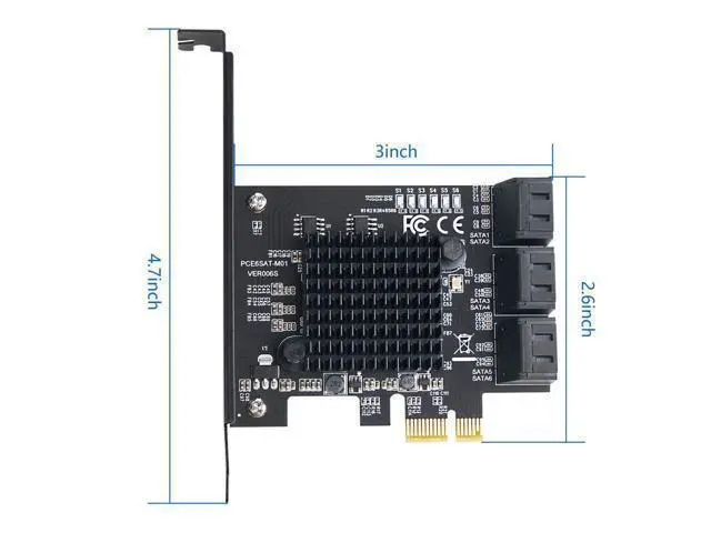 Alt view image 3 of 7 - WERLEO PCIe SATA Card 6 Port with 6 SATA Cables and a SATA Power Splitter Cable, 6 Gb/s PCIe SATA Controller Expression Card with Low Profile Bracket, Boot as System Disk Support 6 SATA 3.0 Devices