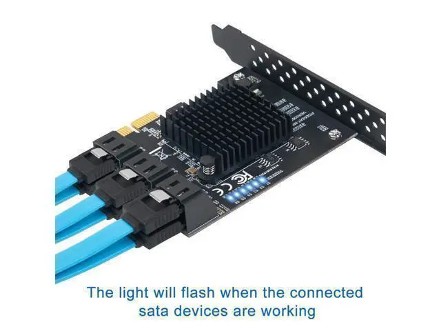 Alt view image 6 of 7 - WERLEO PCIe SATA Card 6 Port with 6 SATA Cables and a SATA Power Splitter Cable, 6 Gb/s PCIe SATA Controller Expression Card with Low Profile Bracket, Boot as System Disk Support 6 SATA 3.0 Devices