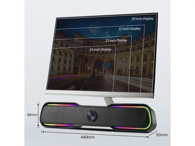 Alt view image 3 of 4 - Computer Game Speaker PC Speaker Gaming Wired Desktop Computer Sound Bar with Stereo Sound Colorful LED Light-Black - OEM