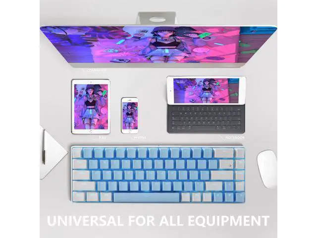 Alt view image 5 of 7 - 68 Keys Blue White Mechanical Gaming Keyboard 60% Keyboard Anti-Ghosting Type-C USB Wired and Wireless Bluetooth Connection mode LED Backlit Keyboard for Computer PC Laptop (Blue Switch) (Blue White)