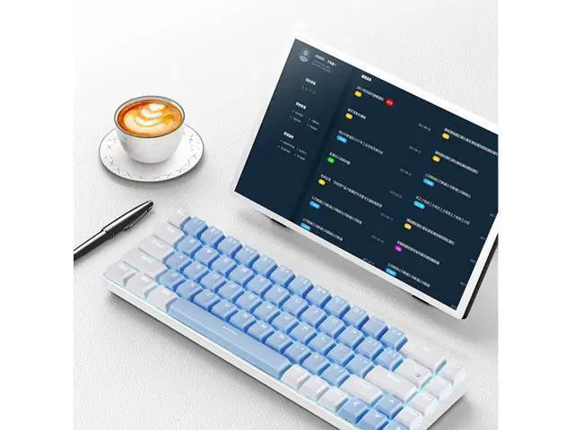 Alt view image 7 of 7 - 68 Keys Blue White Mechanical Gaming Keyboard 60% Keyboard Anti-Ghosting Type-C USB Wired and Wireless Bluetooth Connection mode LED Backlit Keyboard for Computer PC Laptop (Blue Switch) (Blue White)