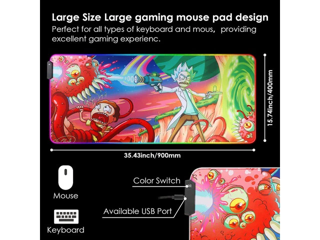 Alt view image 4 of 5 - RGB Gaming Mouse Pad Large - Soft RGB Mouse Mat Oversize Glowing Led Extended Mousepad USB Powered Computer Keyboard Mouse Pad Lighted PC Gaming Mouse mat with Non-Slip Rubber Base 9040 dagun