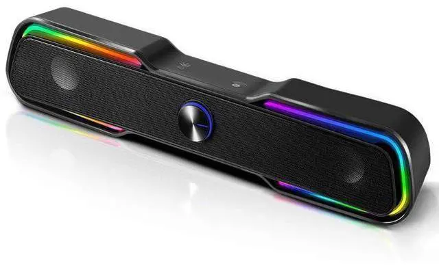 Main image of Computer Speakers,ARCHEER PC RGB Gaming Speakers Wired Computer Soundbar Bluetooth 5.0 USB Powered Desktop Speakers with Stereo Bass LED Light for Desktop PC Laptop Tablet Smartphones (10W/Black)