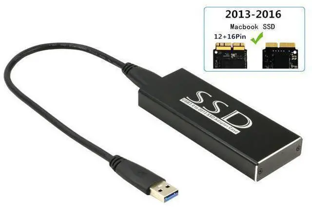 Main image of USB 3.0 SSD Enclosure for 2013 2014 2015 Apple MacBook Air Pro Retina SSD Adapter with Cable, USB External Reader for (2013-2017 Year) A1465 A1466 A1398 A1502 SSD (12+16 pin)