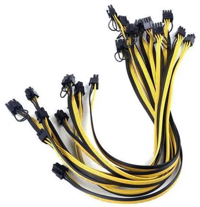 Main image of 10pcs 40cm Quality Breakout Cable 6pin to 8Pin (6+2Pin) PCI-E Cable 18AWG Mining