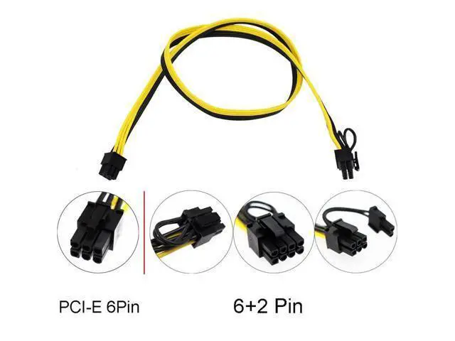 Alt view image 2 of 2 - 10pcs 40cm Quality Breakout Cable 6pin to 8Pin (6+2Pin) PCI-E Cable 18AWG Mining