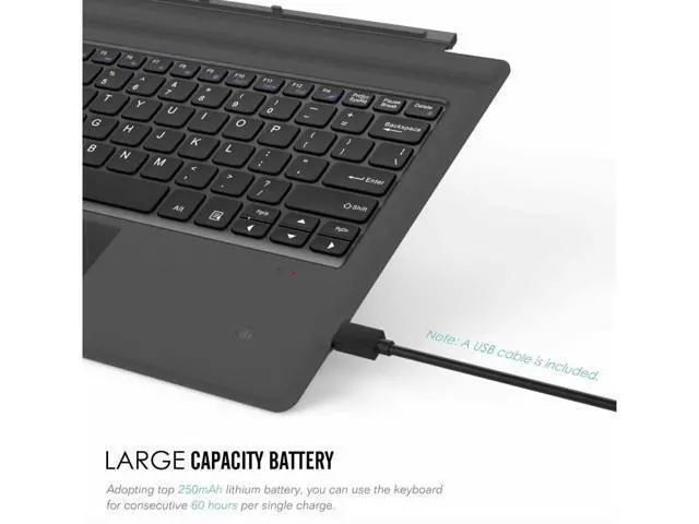 Alt view image 3 of 7 - For Microsoft Surface Pro 7/Pro 6/5 Type Cover Wireless Bluetooth Keyboard with Touchpad and 7-Color LED Backlit