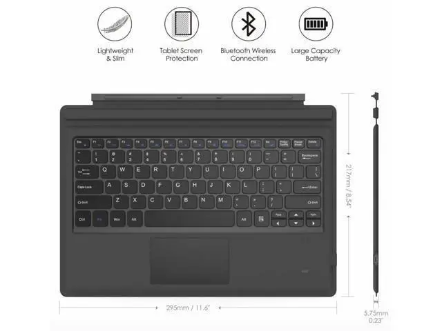 Alt view image 2 of 7 - For Microsoft Surface Pro 7/Pro 6/5 Type Cover Wireless Bluetooth Keyboard with Touchpad and 7-Color LED Backlit