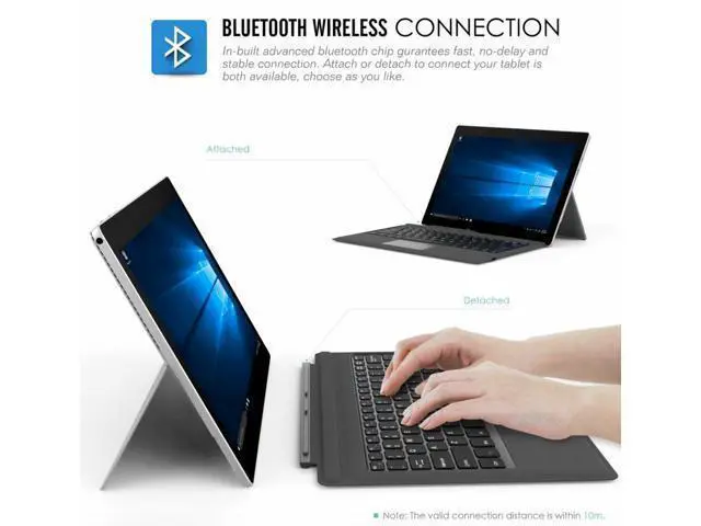 Alt view image 4 of 7 - For Microsoft Surface Pro 7/Pro 6/5 Type Cover Wireless Bluetooth Keyboard with Touchpad and 7-Color LED Backlit