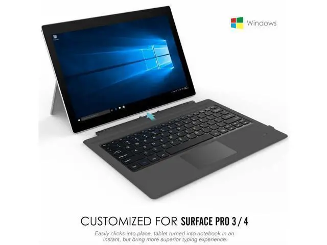 Alt view image 5 of 7 - For Microsoft Surface Pro 7/Pro 6/5 Type Cover Wireless Bluetooth Keyboard with Touchpad and 7-Color LED Backlit