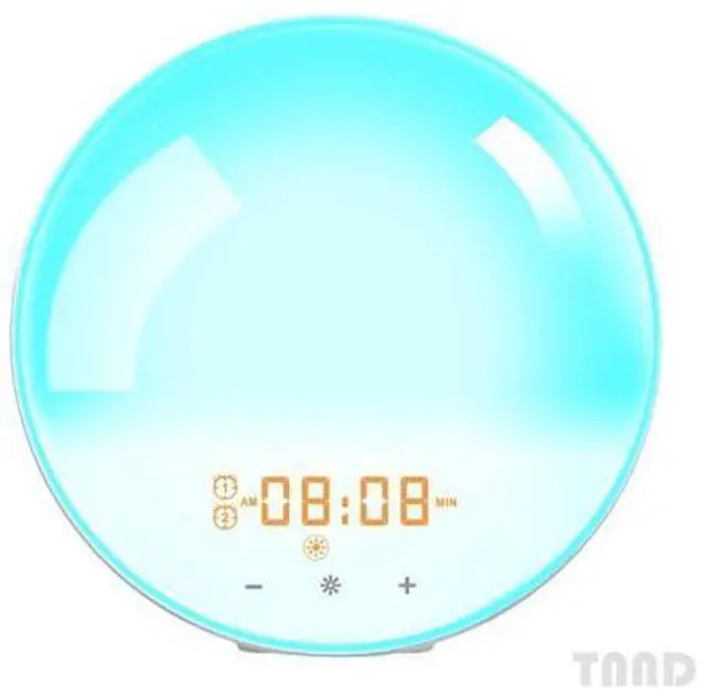 Main image of Wake-up lamp sunrise alarm clock, 7-color bedside night lamp, with sunrise sunset simulation, double alarm clock, snooze function, FM radio clock and 7 kinds of natural sounds Equipped with US charger