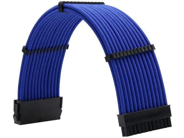 Alt view image 2 of 6 - Sleeved Cables PSU Extension Kit 18AWG 30cm ATX 24pin,CPU4+4p,PCI-E 6+2p for ATX Power Supply Cable with Black Cable Comb (Blue)