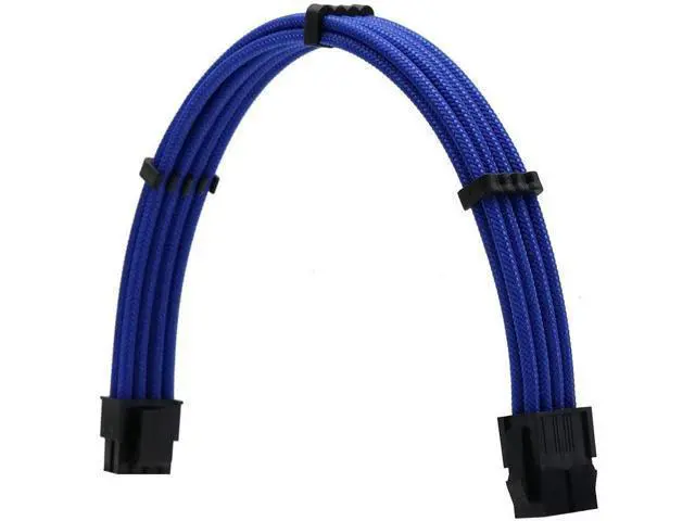 Alt view image 3 of 6 - Sleeved Cables PSU Extension Kit 18AWG 30cm ATX 24pin,CPU4+4p,PCI-E 6+2p for ATX Power Supply Cable with Black Cable Comb (Blue)