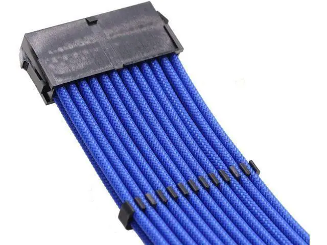 Alt view image 4 of 6 - Sleeved Cables PSU Extension Kit 18AWG 30cm ATX 24pin,CPU4+4p,PCI-E 6+2p for ATX Power Supply Cable with Black Cable Comb (Blue)