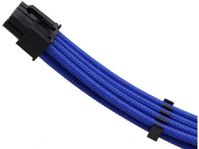 Alt view image 6 of 6 - Sleeved Cables PSU Extension Kit 18AWG 30cm ATX 24pin,CPU4+4p,PCI-E 6+2p for ATX Power Supply Cable with Black Cable Comb (Blue)