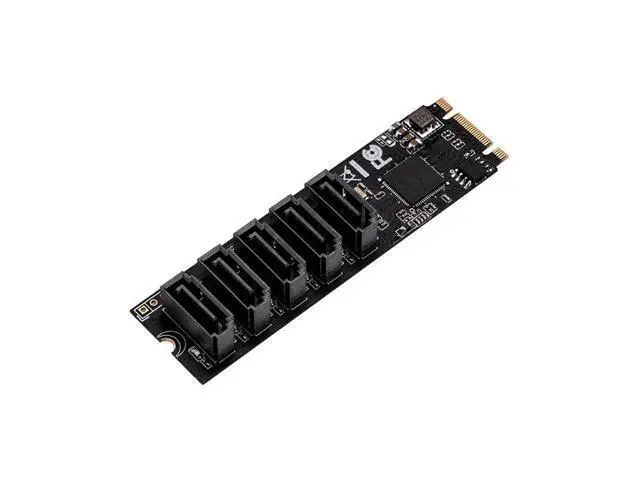 Alt view image 2 of 6 - M.2 to SATA Adapter SATA Port Multiplier M.2 to 5 Ports SATA3 6Gb SSD Adapter SATAIII Cable Support UEFI PCIe Gen3x2 JMB585 Chip