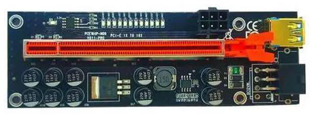 Alt view image 2 of 6 - 6 PCS V011 Pro PCIE Riser for Video Card 011 Pro PCI Express X1 to X16 Extender 60CM USB 3.0 Cable SATA to 6Pin Power for Mining