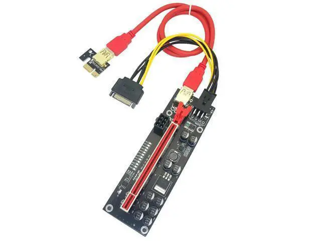 Alt view image 5 of 6 - 6 PCS V011 Pro PCIE Riser for Video Card 011 Pro PCI Express X1 to X16 Extender 60CM USB 3.0 Cable SATA to 6Pin Power for Mining