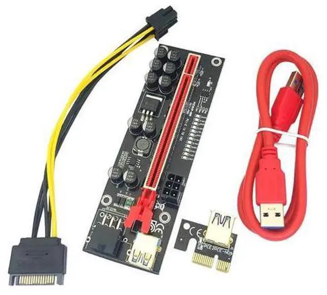 Alt view image 6 of 6 - 6 PCS V011 Pro PCIE Riser for Video Card 011 Pro PCI Express X1 to X16 Extender 60CM USB 3.0 Cable SATA to 6Pin Power for Mining