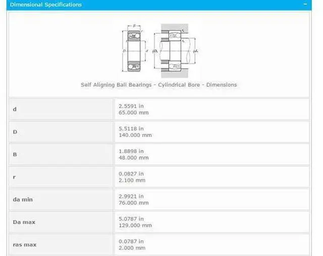 Alt view image 2 of 5 - NTN 2313 Self Aligning Ball Bearings 65x140x48mm