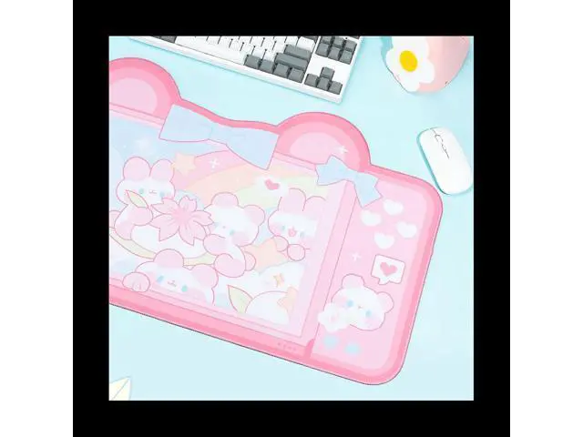 Alt view image 4 of 6 - Pink Mouse Pad Large Gaming Mouse Pad, Waterproof Easy Clean,Non-Slip Base Long Office Desk Mat for Office Gaming