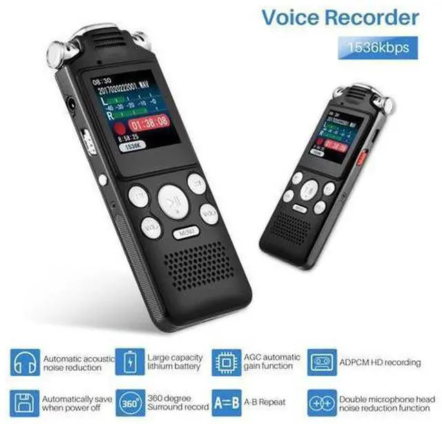 Main image of 16GB digital recorder with variable speed playback, audio recorder, HD noise reduction dual microphone, MP3 player, for lectures, meetings, interviews noise reduction recording