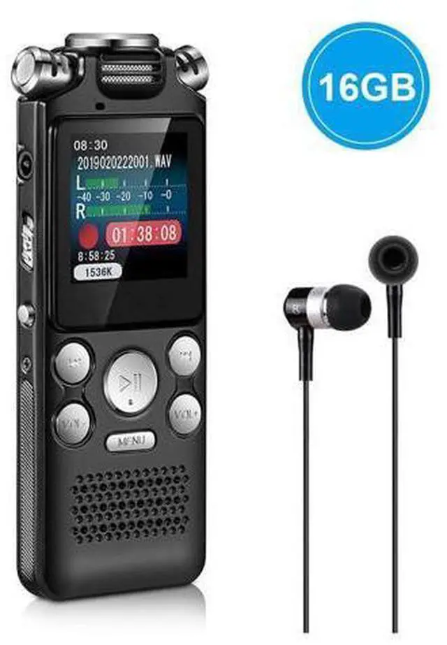 Alt view image 3 of 7 - 16GB digital recorder with variable speed playback, audio recorder, HD noise reduction dual microphone, MP3 player, for lectures, meetings, interviews noise reduction recording