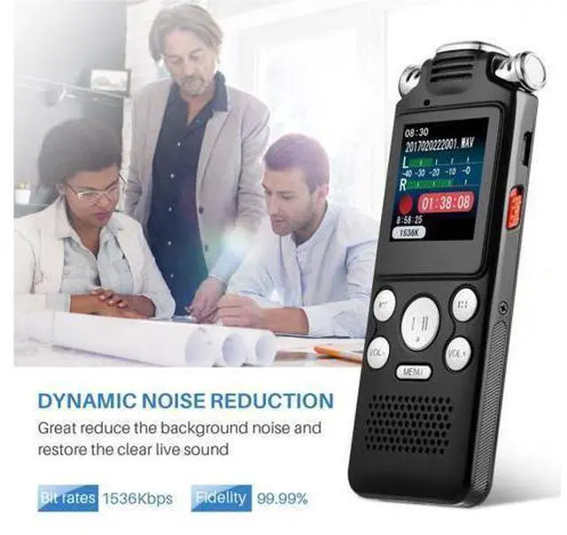 Alt view image 7 of 7 - 16GB digital recorder with variable speed playback, audio recorder, HD noise reduction dual microphone, MP3 player, for lectures, meetings, interviews noise reduction recording