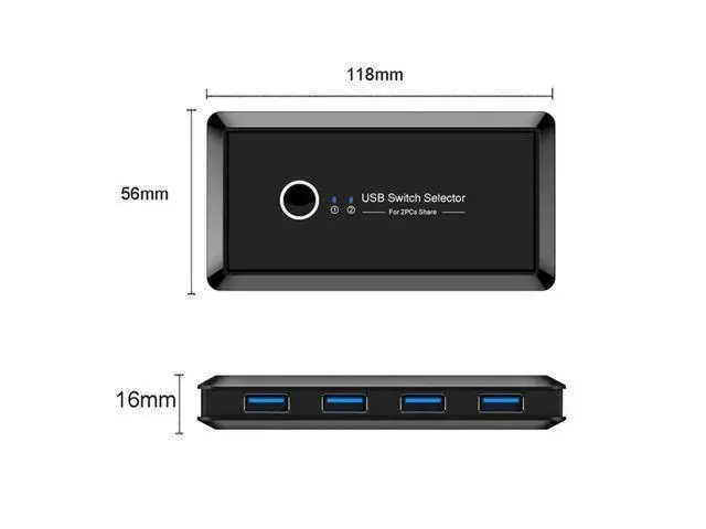 Alt view image 6 of 6 - USB 3.0 KVM Switch 2x4 USB 2.0 Switcher Selector 2 PC Sharing 4 USB Devices KVM Switch Hub Adapter for Keyboard Mouse Printer(USB2.0)