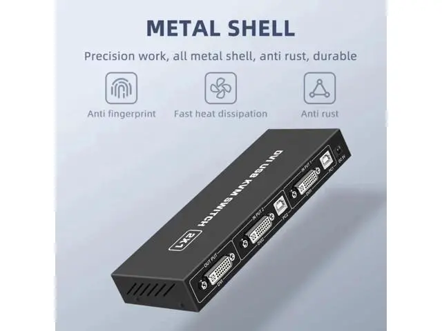 Main image of 2 Ports DVI KVM Switch USB DVI KVM Switch Box for Sharing Keyboard Mouse Printer Plug Paly Video Display USB Swltch Splitter