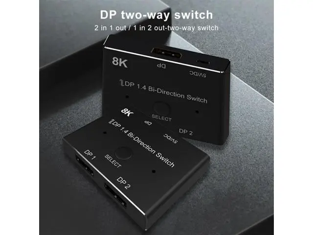 Alt view image 4 of 5 - Displayport 8K DP 1.4 Splitter Switch 2 Ports Bi-Direction 8K@60Hz 4K@144Hz Converter Ultra HD 8K 3D HDCP For KVM Switch