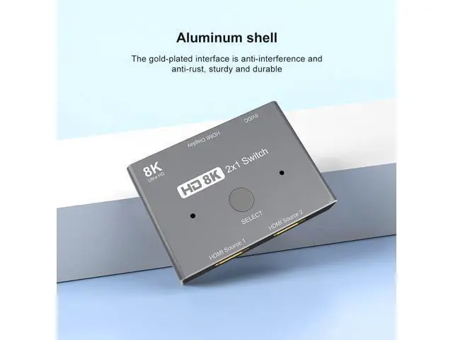 Alt view image 3 of 5 - Switcher 2 in 1 out 3 Port KVM Adapter 8K@60Hz 4K@120Hz 2x1 HD Audio video Switch for PS5 PS4 Xbox Projectors