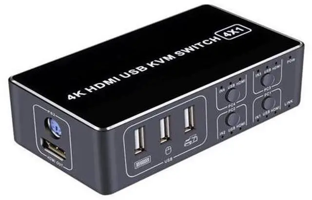 Main image of 4K Universal 4 Port USB for For Mouse Keyboard Computer Hub Sharing Scanner With Indicate Light KVM Switcher Aluminum Alloy(USB)