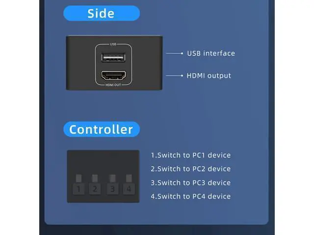 Alt view image 3 of 6 - 4K Universal 4 Port USB for For Mouse Keyboard Computer Hub Sharing Scanner With Indicate Light KVM Switcher Aluminum Alloy(USB)