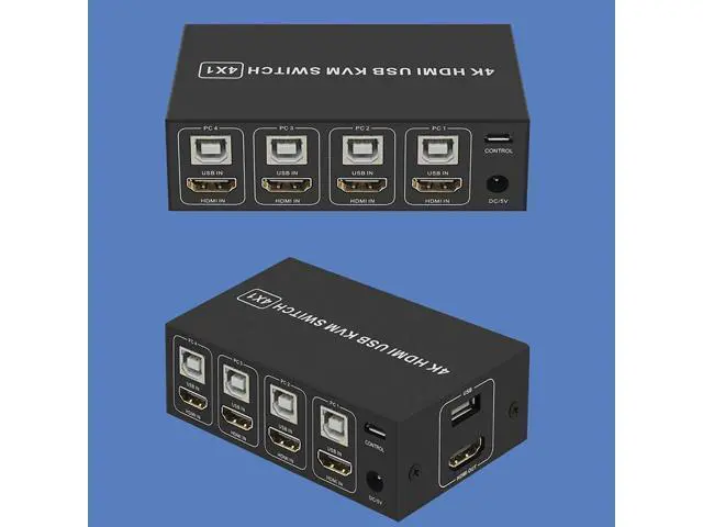 Alt view image 4 of 6 - 4K Universal 4 Port USB for For Mouse Keyboard Computer Hub Sharing Scanner With Indicate Light KVM Switcher Aluminum Alloy(USB)