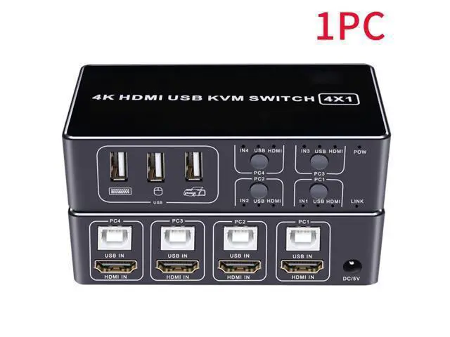 Alt view image 5 of 6 - 4K Universal 4 Port USB for For Mouse Keyboard Computer Hub Sharing Scanner With Indicate Light KVM Switcher Aluminum Alloy(USB)